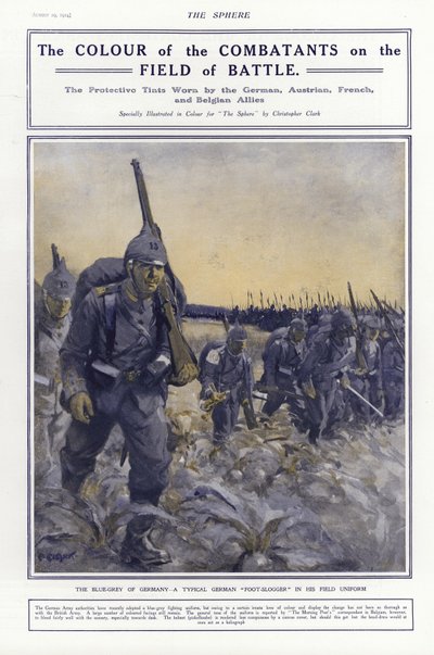 German Infantry in Field Uniform, World War I, 1914 by Addison Thomas Millar